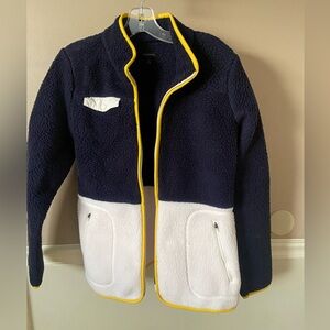 Talbots Navy, White & Yellow Sherpa Jacket